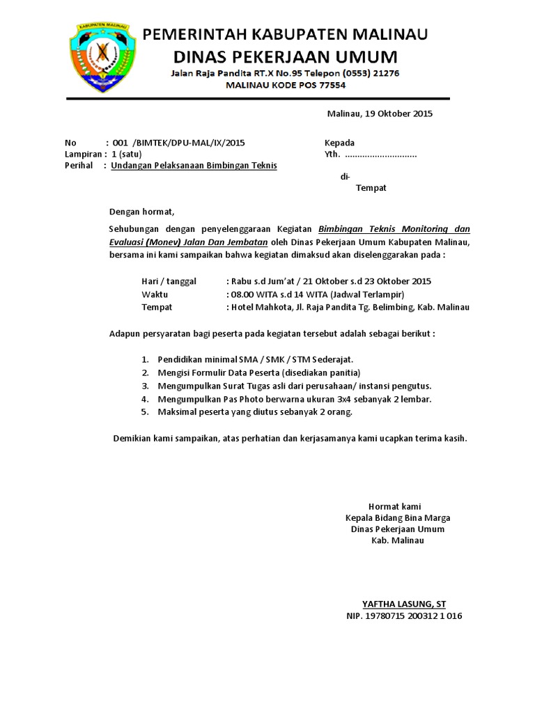 Surat Undangan Bimtek