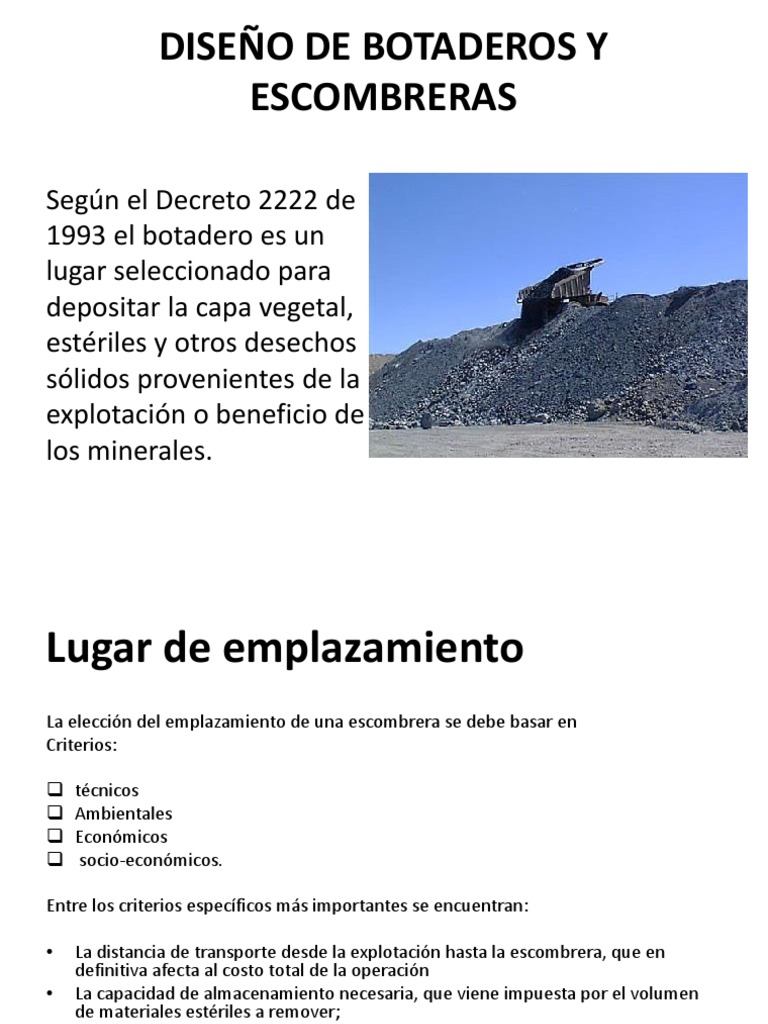 Diseño de Botaderos y Escombreras | Minería | Science