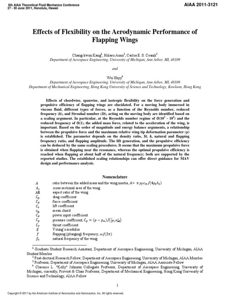 Effects of Flexibility On The Aerodynamic Performance of Flapping Wings ...