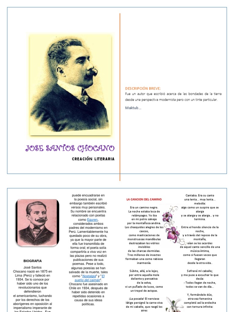 Biografia Jose Santos Chocano | PDF | Caballos | Poesía