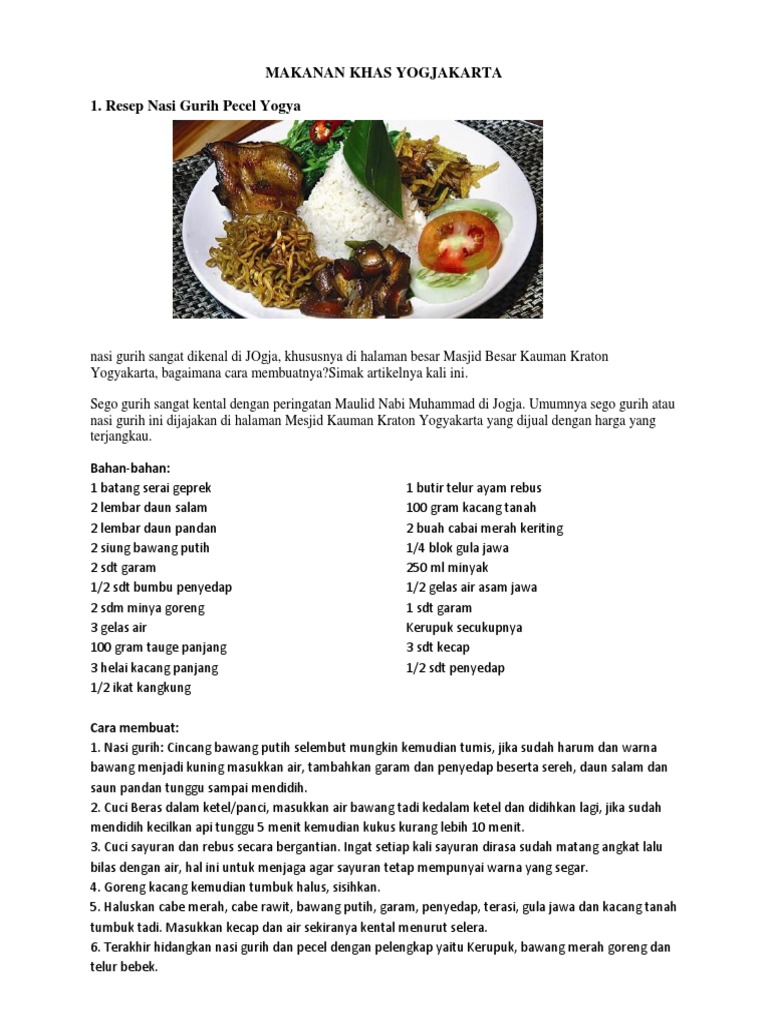Makanan Khas Yogjakarta Docx