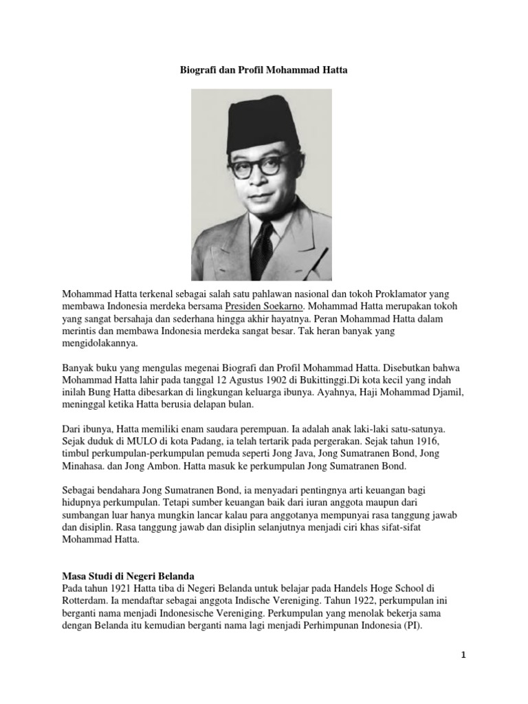 Biografi Dan Profil Mohammad Hatta Docx