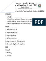 KG-II Syllabus For Admission Test Academic Session 2018-2019 English