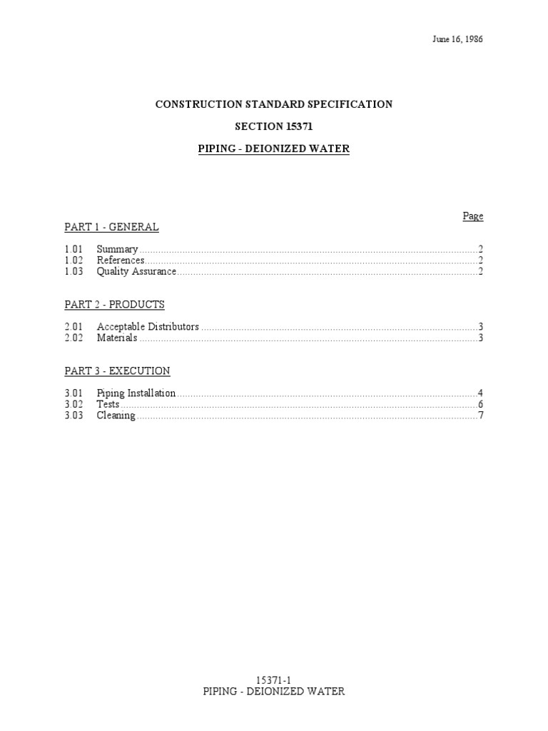 Piping Deionized Water PDF Purified Water Pipe (Fluid Conveyance)