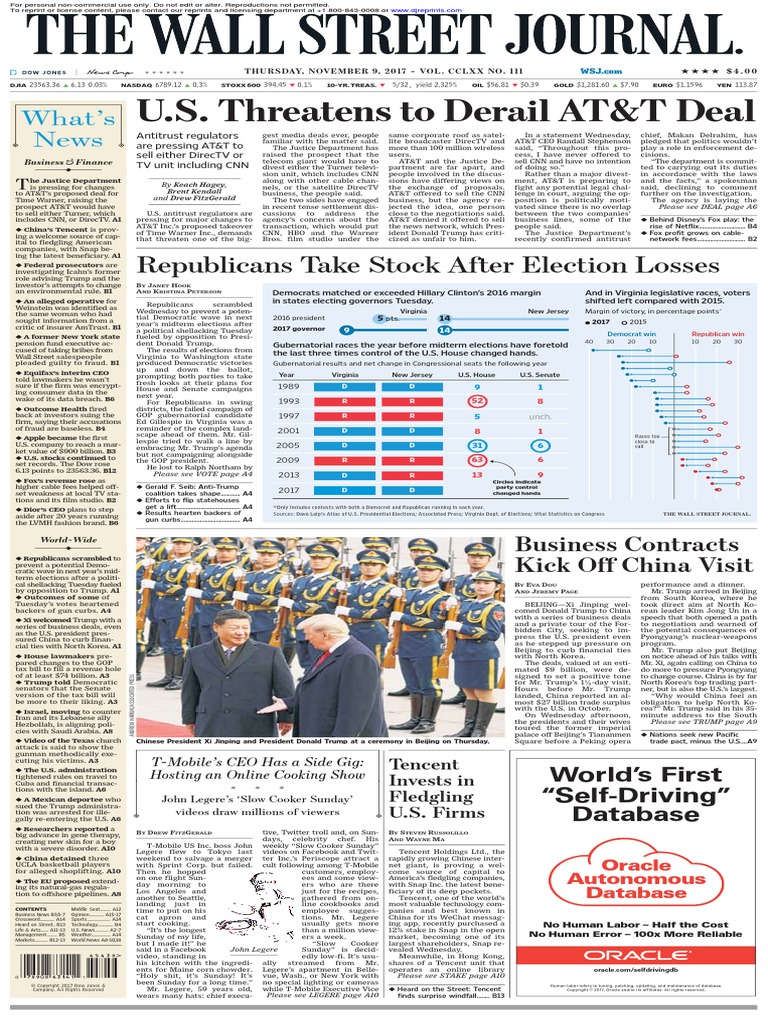 Wallstreetjournal 20171109 TheWallStreetJournal | PDF | At&T | Cnn
