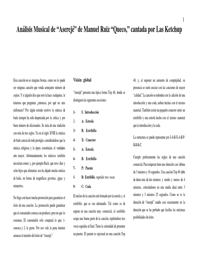 Análisis de Aserejé | PDF | Acorde (Música) | Ritmo