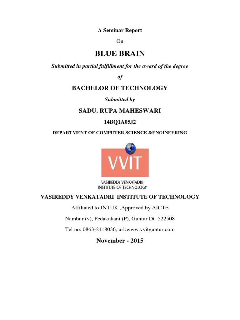 Blue Brain: Seminar Report Overview | PDF | Brain | Memory