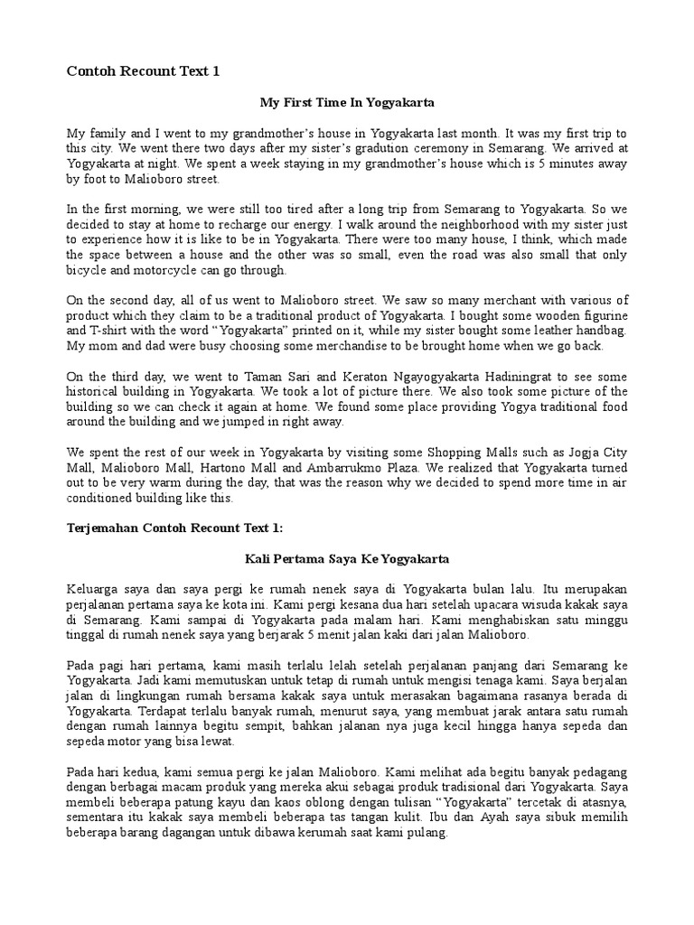 Contoh Recount Text 1