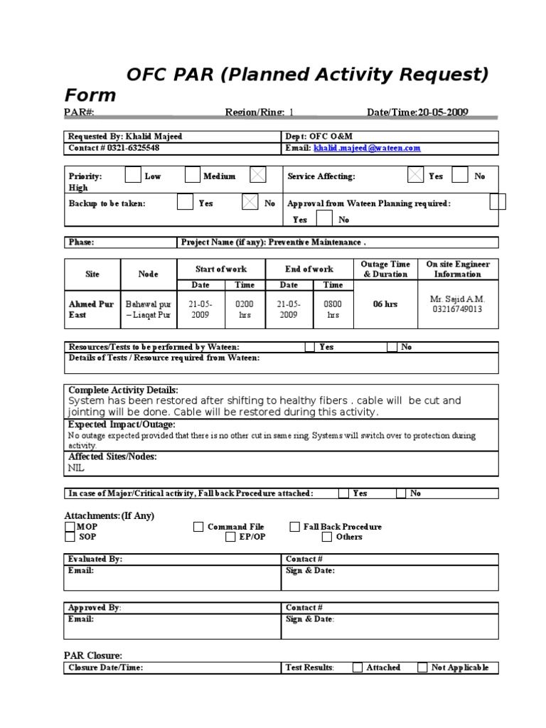 OFC Planned Activity Request Form | PDF | Computing | Business