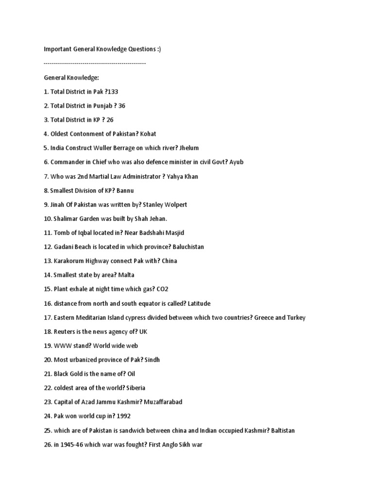 General Knowledge | PDF | Business