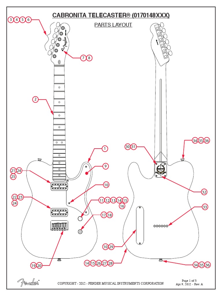 Cabronita Telecaster Service Manual 017 0148 Musical