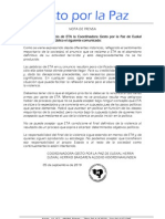 Valoracion de Gesto Por la Paz ante el comunicado de alto el fuego de ETA