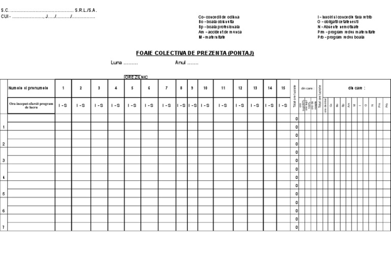 Model Pontaj | PDF