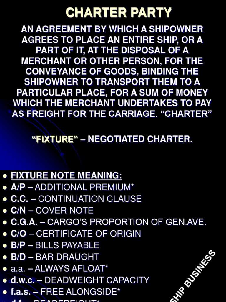Cos Charter Party | PDF | Bill Of Lading | Marine Salvage