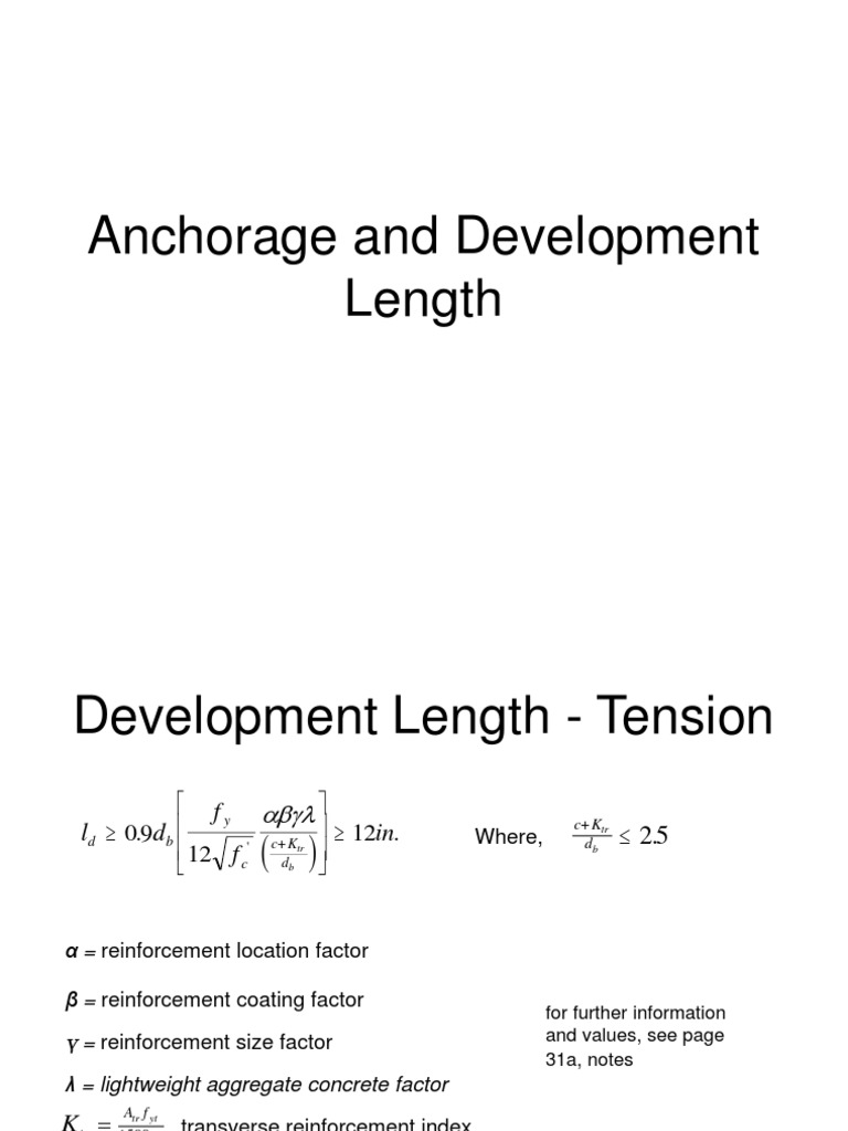 Anchorage and Development Length Guidelines | PDF | Applied And ...