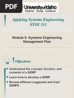 Applying Systems Engineering SYSE 511