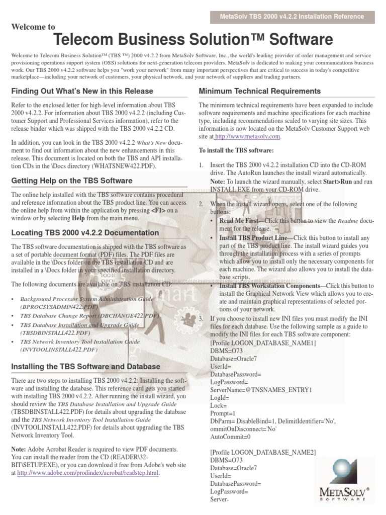 Tbs Install Ref 422 | Download Free PDF | Documentation | Computer File