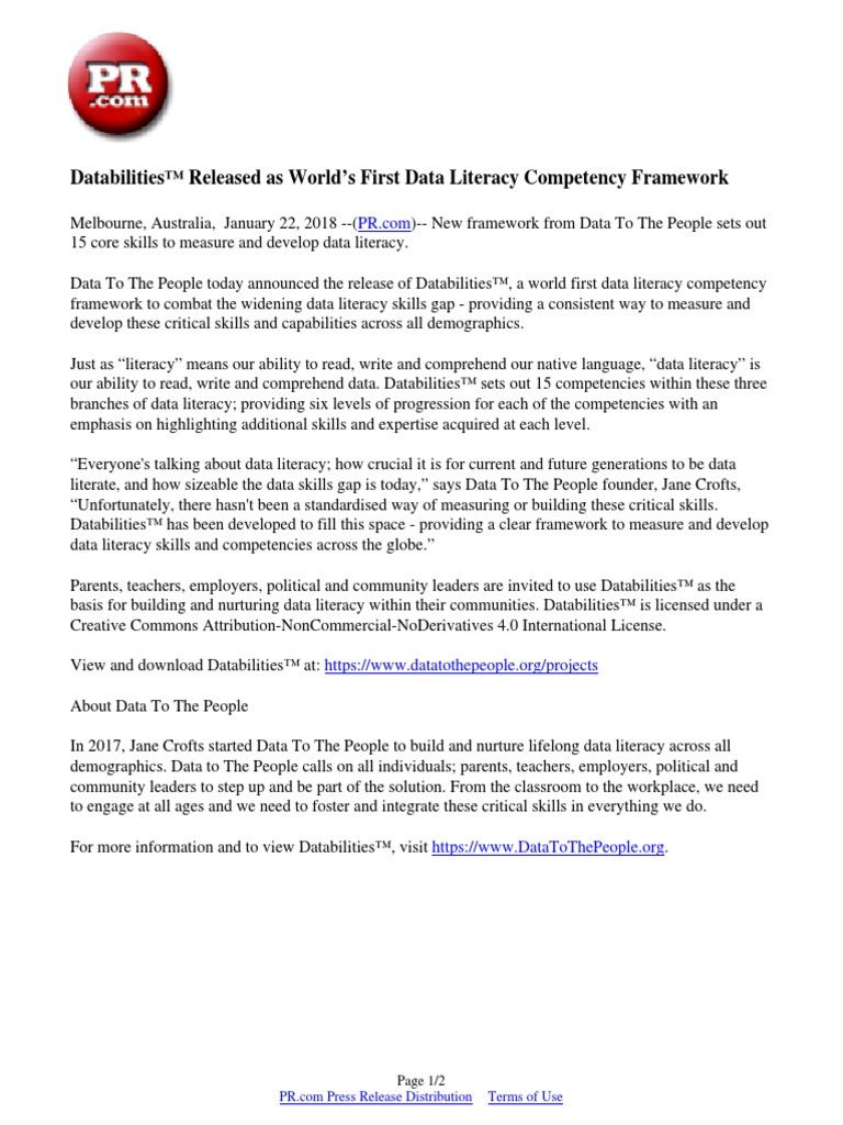 DATA LITERACY COMPETENCY FRAMEWORK intelligence overview