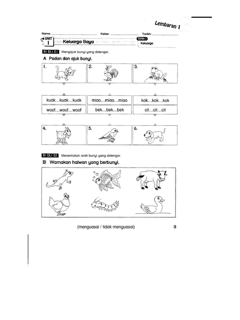 Latih Tubi Soalan Latihan Bahasa Melayu Tahun 1 3 Pdf