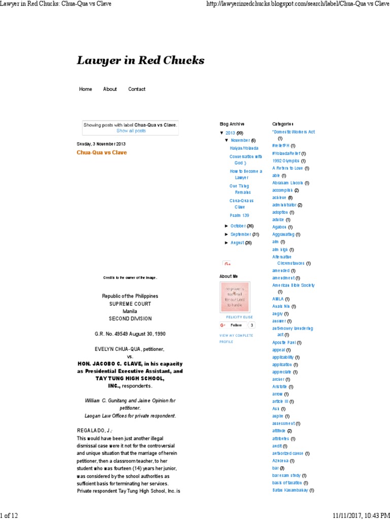 ChuaQua Vs Clave PDF Affidavit Social Institutions