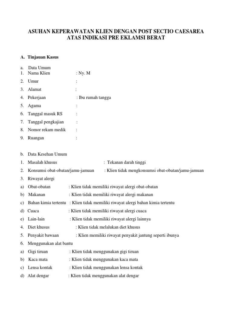 Asuhan Keperawatan Klien Dengan Post Sectio Caesarea Atas