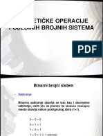 Aritmetike Operacije Pojedinih Brojnih Sistema