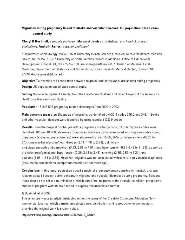 Migraines During Pregnancy Linked To Stroke and Vascular Diseases | PDF ...