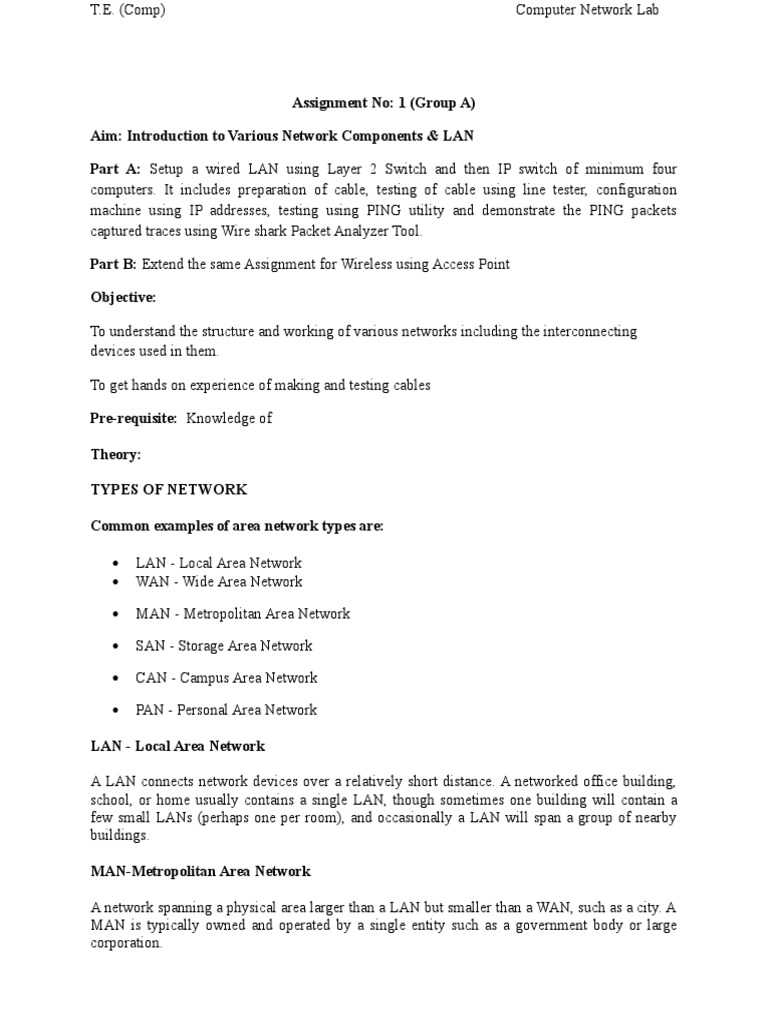 Assignment 1LAN SETUP PDF Network Switch Network Topology