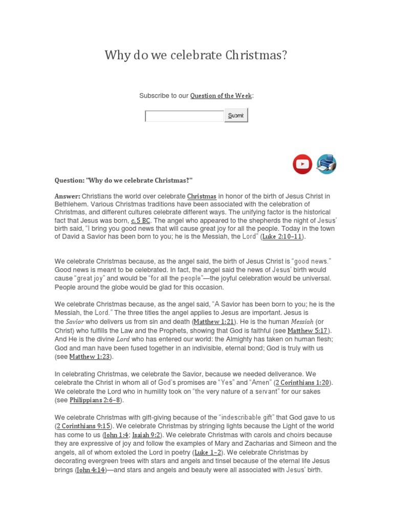 Why Do We Celebrate Christmas PDF Nativity Of Jesus Messiah