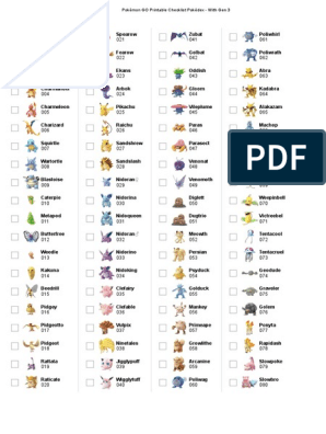 Pokemon Check List0, PDF, Pokémon