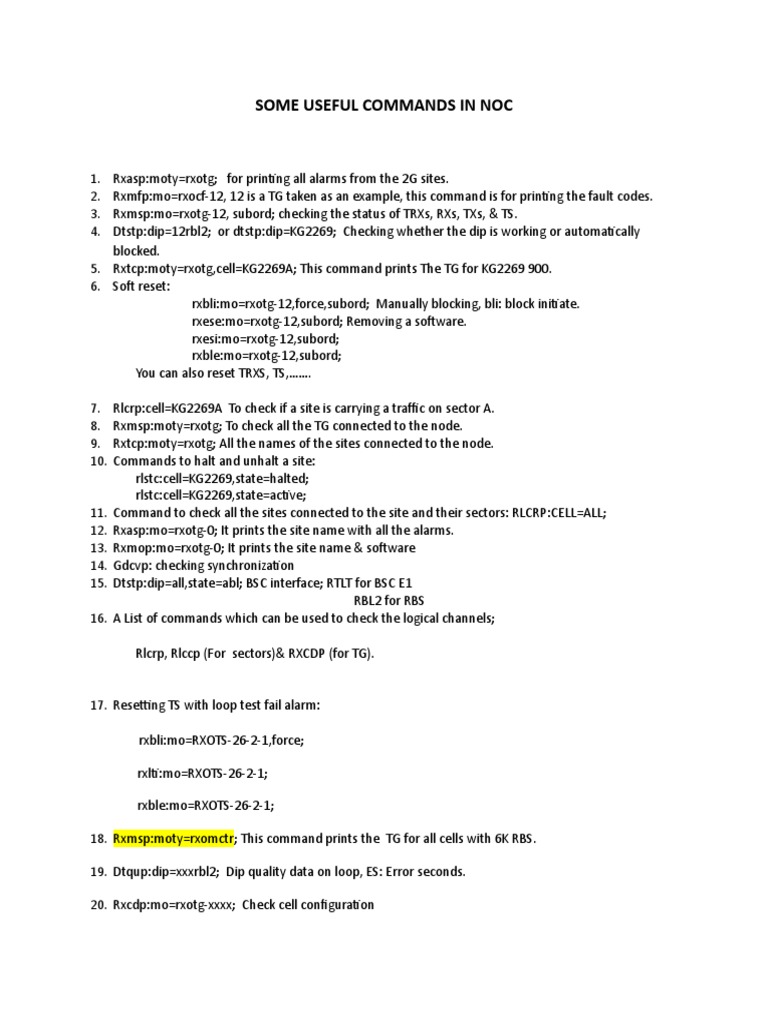 Some Useful Commands in Noc PDF Standards