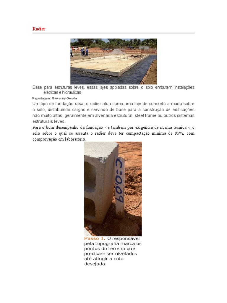 Execução De Radier Pdf Solo Fundação Engenharia