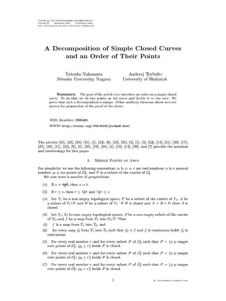 Decomposing Simple Closed Curves | PDF | Continuous Function ...