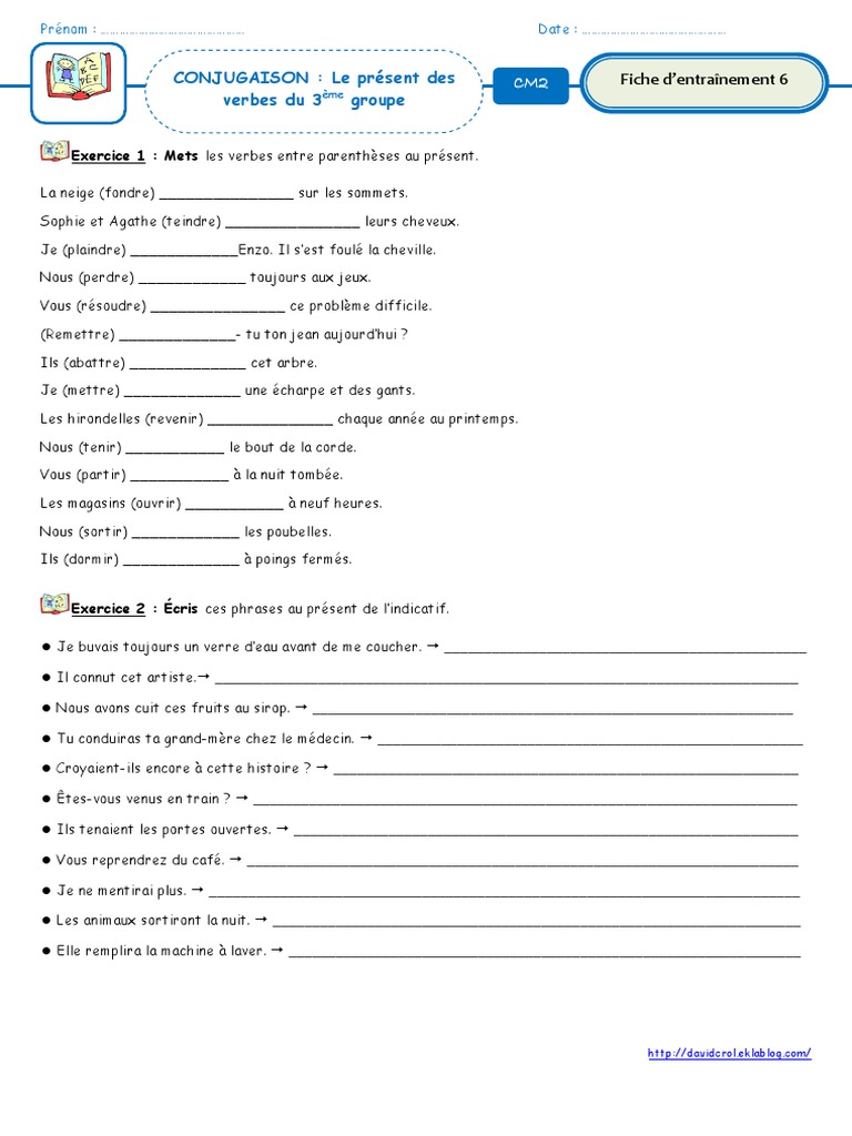 L'imparfait Des Verbes Du 3ème Groupe Exercices Pdf