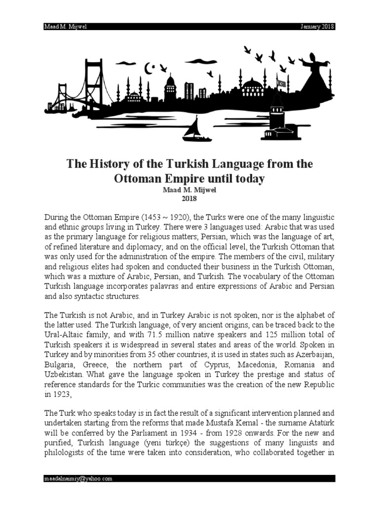The History of The Turkish Language From The Ottoman Empire Until Today