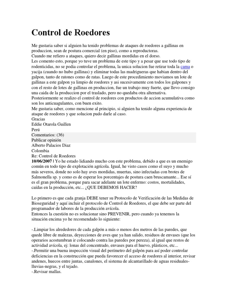 Control de Roedores en Granjas Avícolas | PDF | Rata | Roedor
