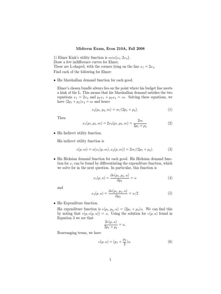 Midterm Exam, Econ 210A, Fall 2008 | PDF | Algebra | Mathematical Analysis