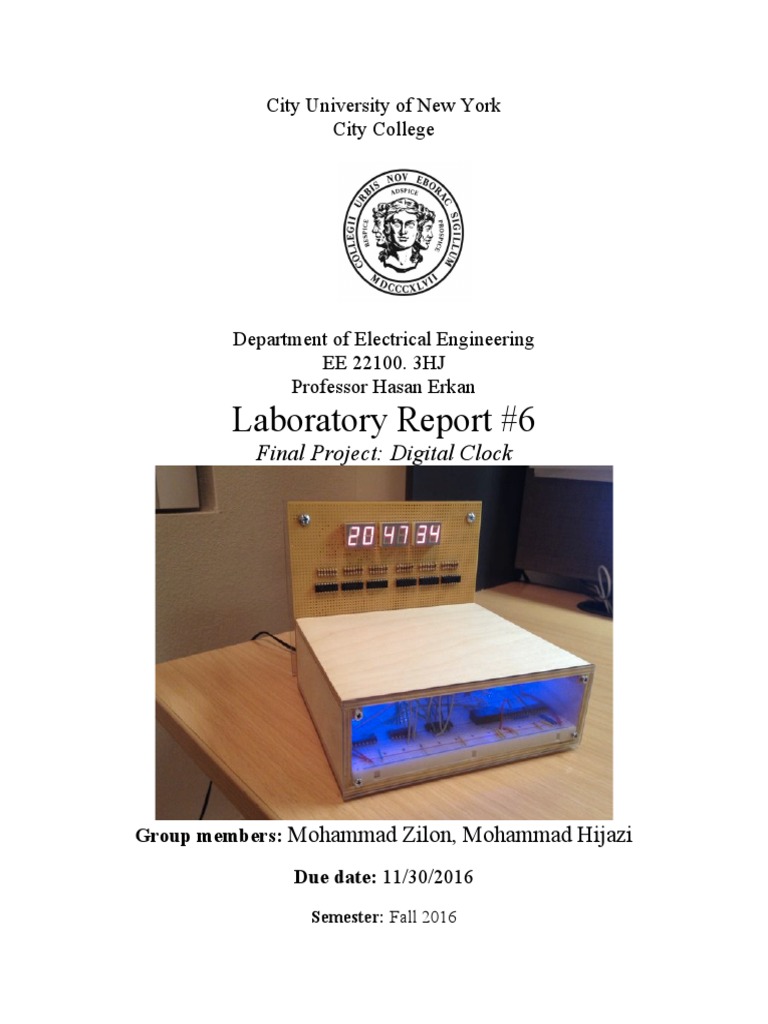 Digital Clock Lab Report | PDF | Electronic Circuits | Clock