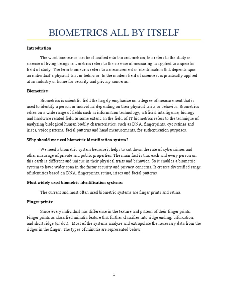 Understanding Biometric Identification Systems | PDF | Biometrics ...