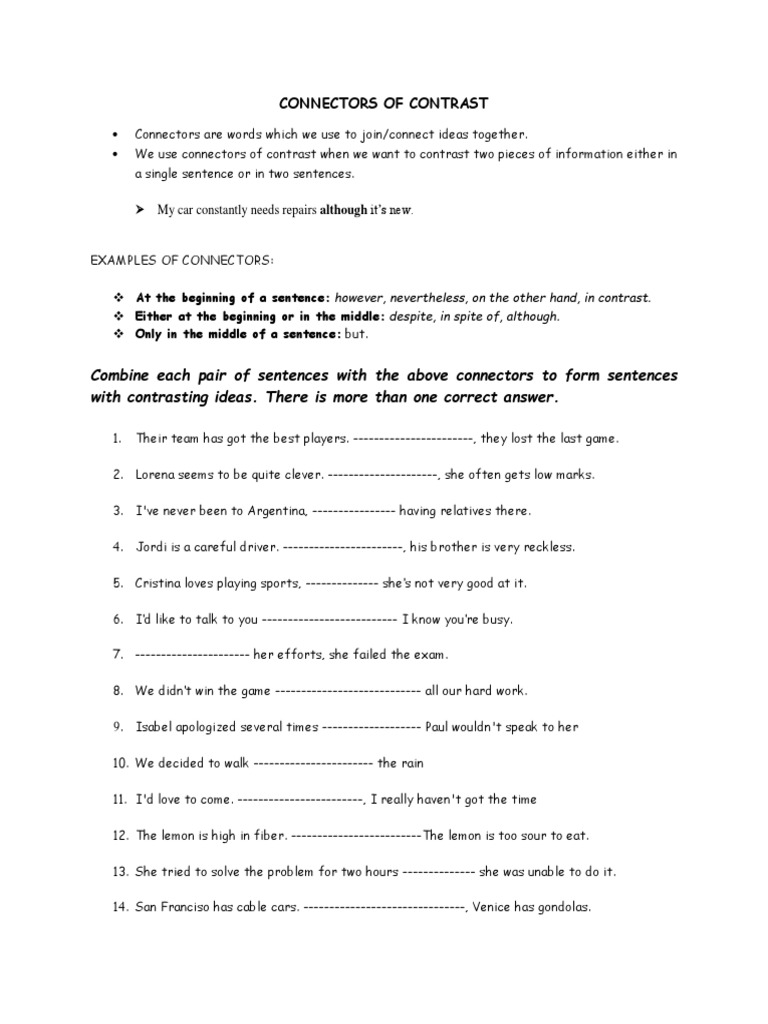 Connectors of Contrast