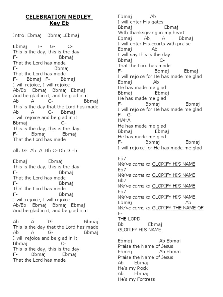 Celebration Medley With Chords Pdf Abrahamic Religions Religious Faiths