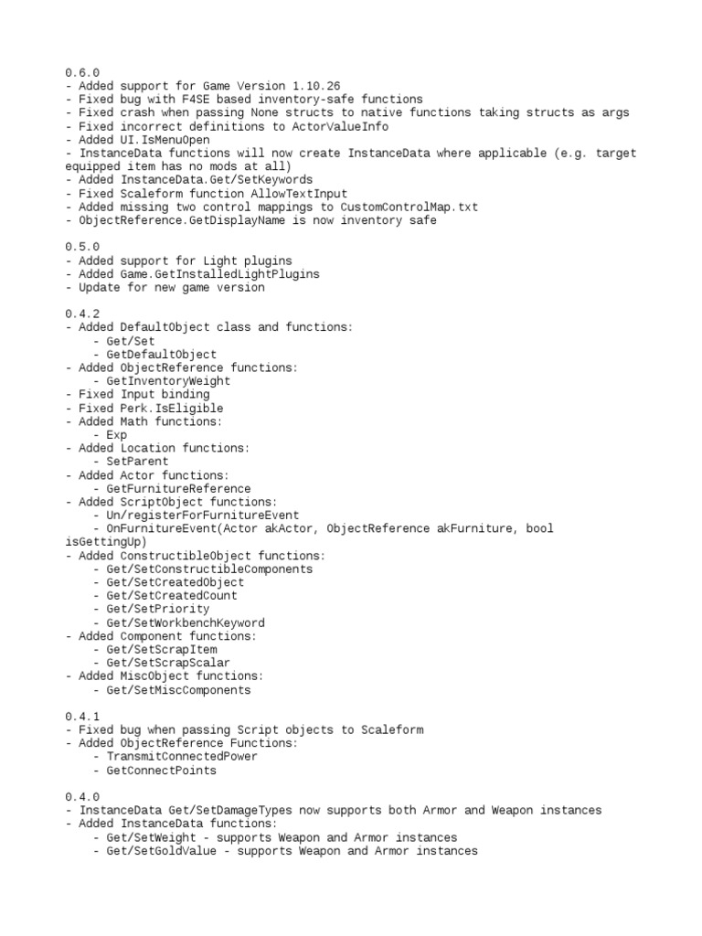 F4se Whatsnew Runtime System Application Programming Interface