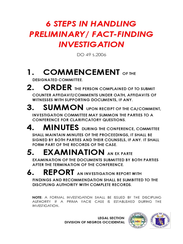 Steps for Preliminary Investigation Process | PDF