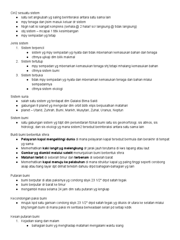 Geo Sem1 Nota Ringkas- Sistem Bumi Dan Tenaga - Google Docs