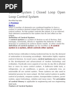 Control System (Closed Loop and Open Loop)