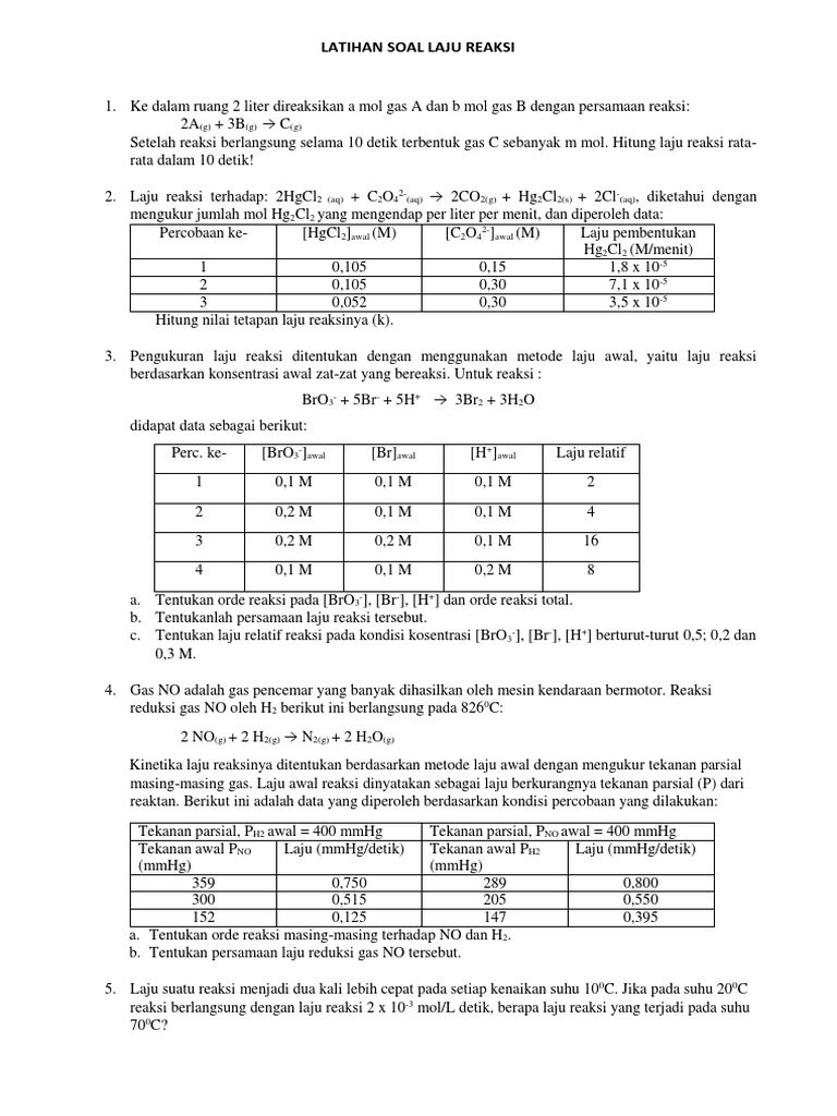 Latihan Soal Laju Reaksi