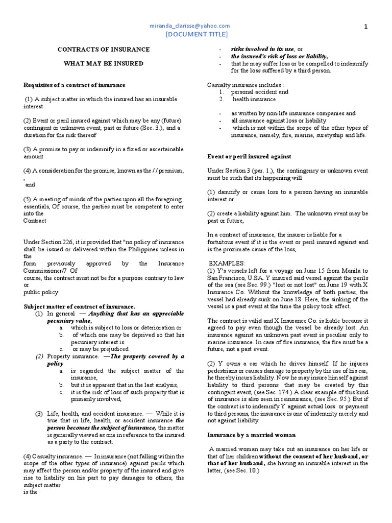 Essentials of Insurance Contracts | PDF | Insurance | Gambling