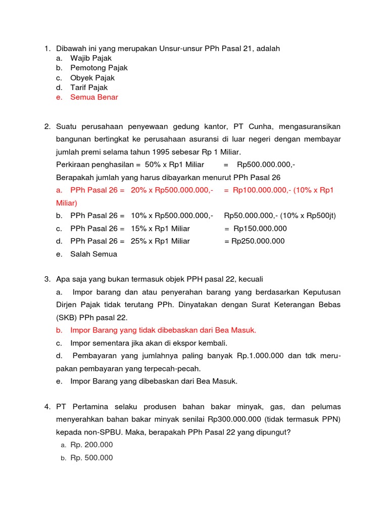 Kumpulan Soal PG PPh