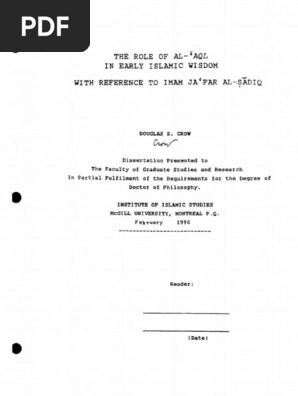 The Role Of Alʻaql In Early Islamic Wisdom With Reference To Imam Jaʻfar Alṣadiq Pdf Religions Abrahamiques Croyances Religieuses