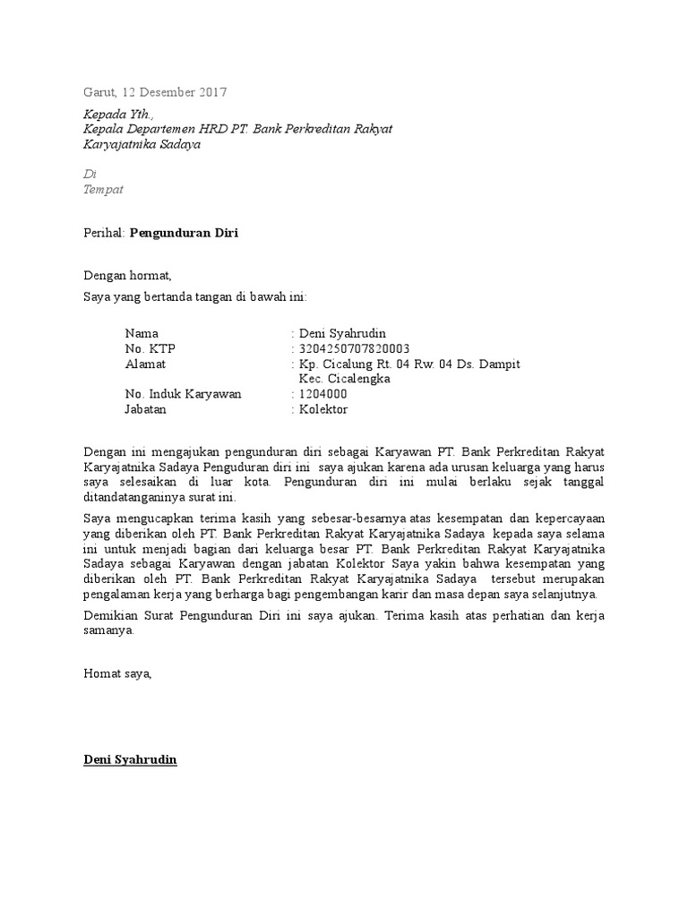 Contoh Surat Pengunduran Diri Karyawan Doc - Download Surat Pengunduran Diri Doc Guru Paud / Surat ini juga bisa ditujukan untuk menyampaikan rasa terima kasih atas kesempatan bekerja yang diberikan oleh instansi atau perusahaan tersebut.